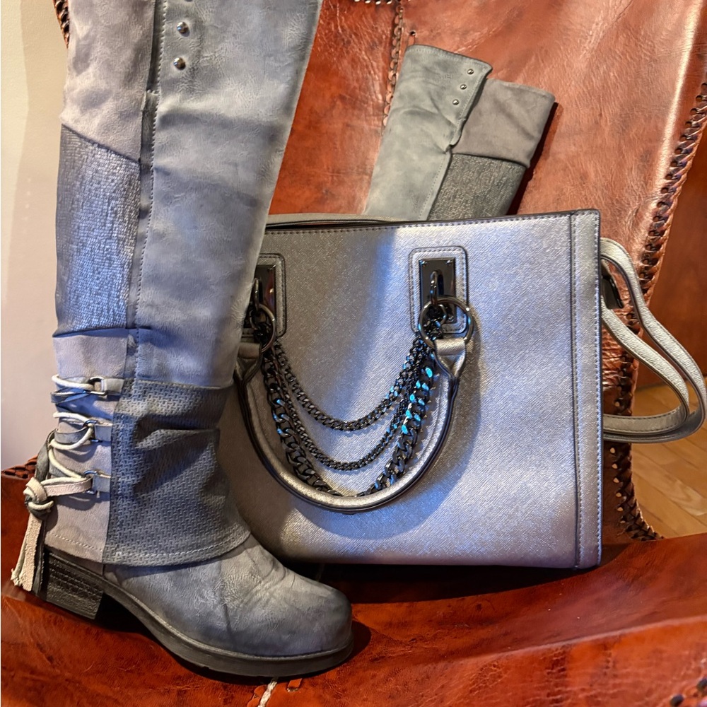 Gray Women's Boots and Handbag sold separately